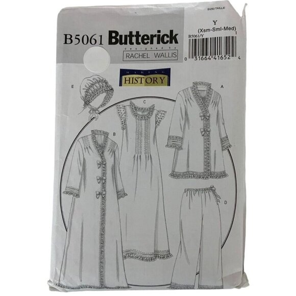 Butterick B5061 Pattern Making History Rachel Wallis Robe Gown Bonnet Size XS-M - Picture 1 of 3